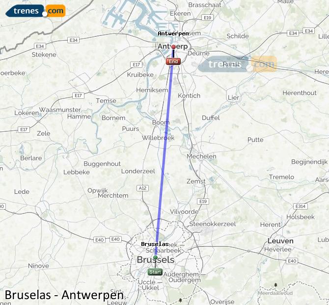 Train Bruxelles (Bruselas) to Antwerpen (Amberes)