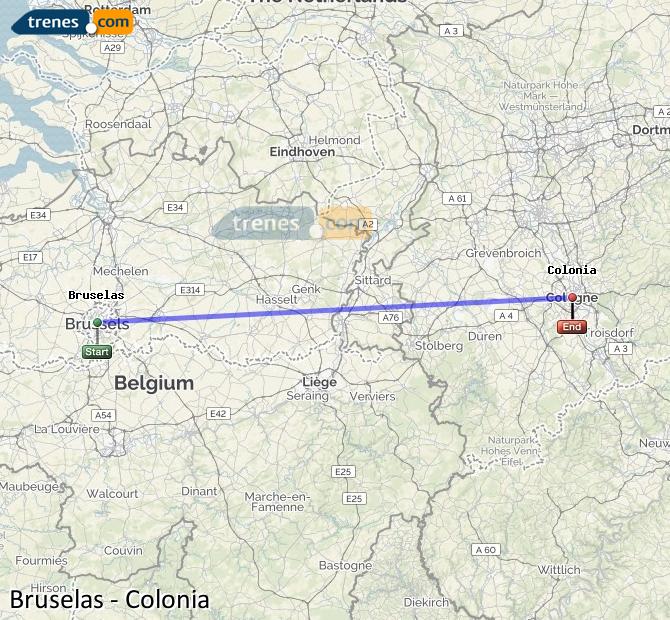 Ampliar mapa Trenes Bruselas Colonia