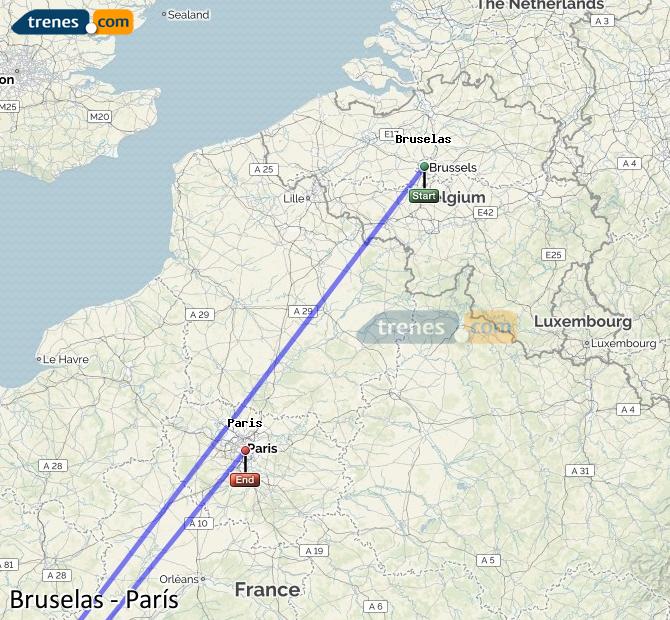 Ingrandisci la mappa Treni Bruxelles Parigi
