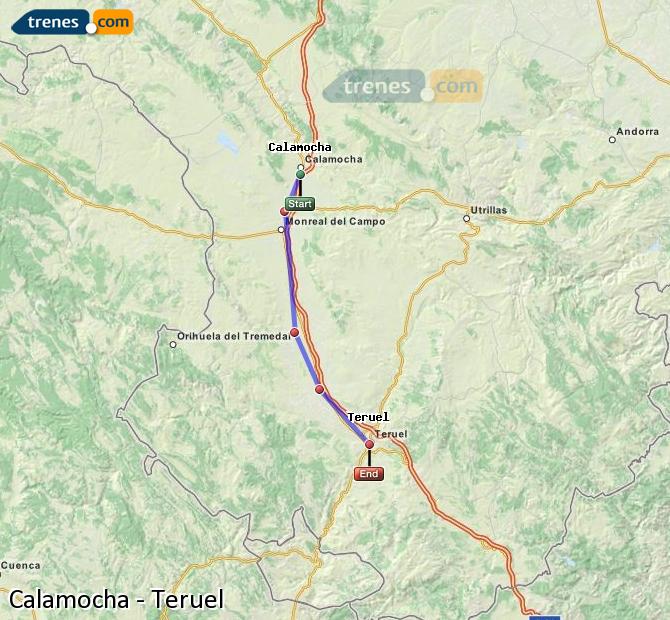 Ampliar mapa Trenes Calamocha Teruel