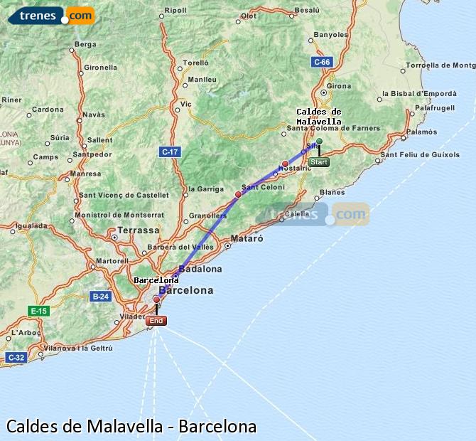 Train Caldas de Malavella to Barcelona