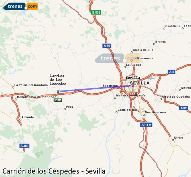 Tren Carrión de los Céspedes Sevilla Santa Justa