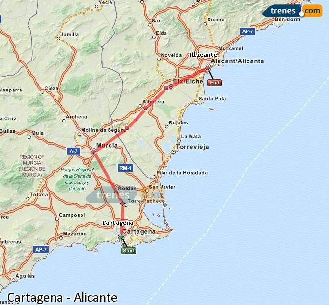 Train Cartagena to Alicante / Alacant