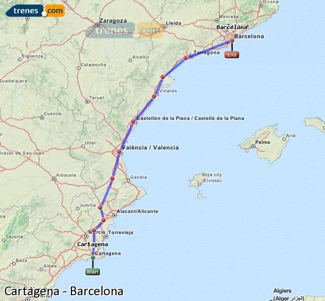 Train Cartagena to Barcelona