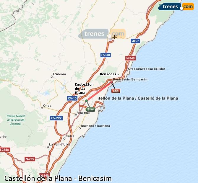 Tren Castellón de la Plana Benicàssim (Benicasim)