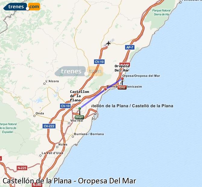 Tren Castellón de la Plana Orpesa (Oropesa del Mar)