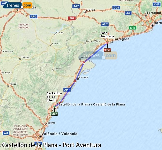 Tren Castellón de la Plana Salou - Port Aventura