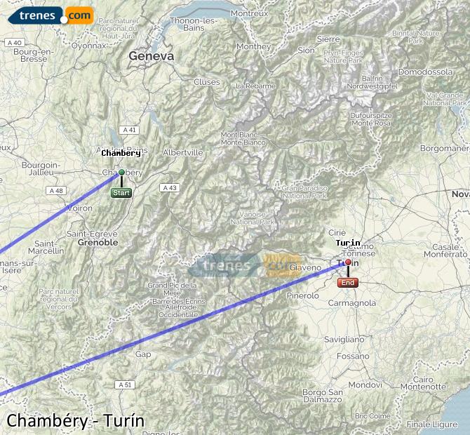 Train Chambéry Challes-les-Eaux to Torino (Turín)