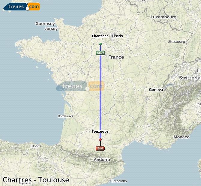 Agrandir la carte Trains Chartres Toulouse