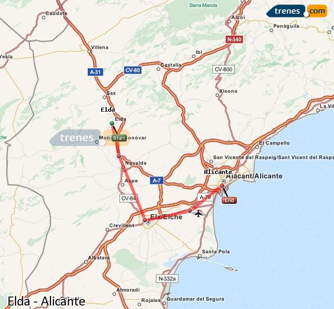 Ampliar mapa Trenes Elda Alicante
