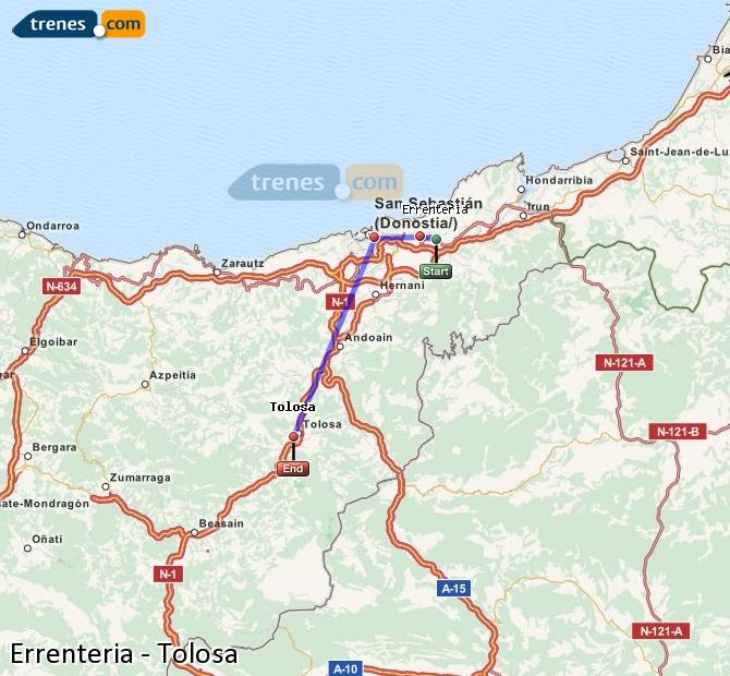 Ampliar mapa Trenes Errenteria Tolosa