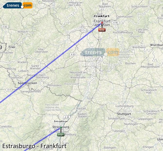 Train Strasbourg (Estrasburgo) to Frankfurt (Main) (Fráncfort)