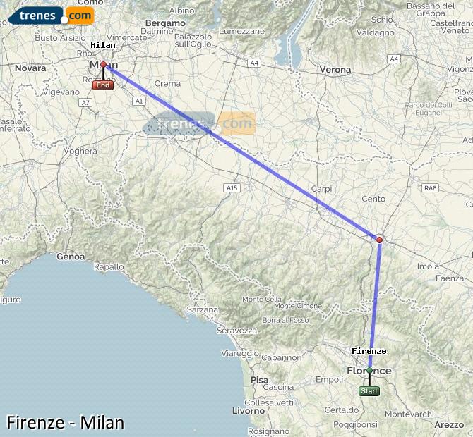 Agrandir la carte Trains Florence Milan