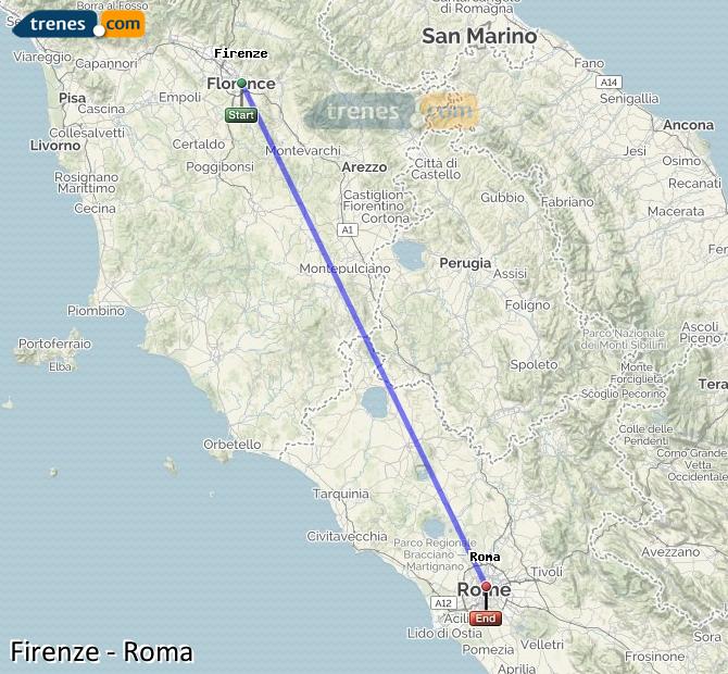 Karte vergrößern Züge Florenz Rom