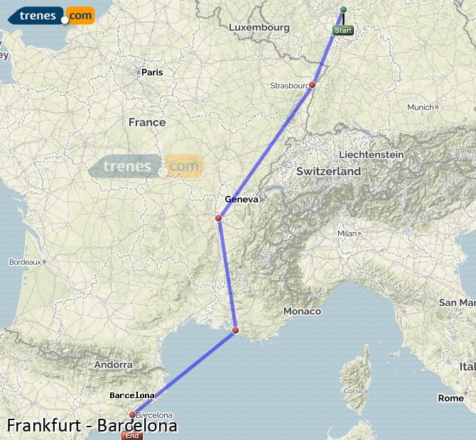 Karte vergrößern Züge Frankfurt Barcelona