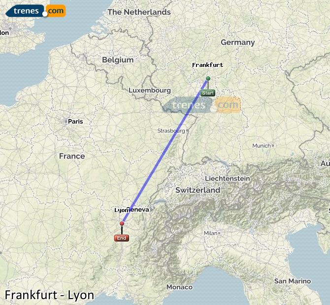 Karte vergrößern Züge Frankfurt Lyon