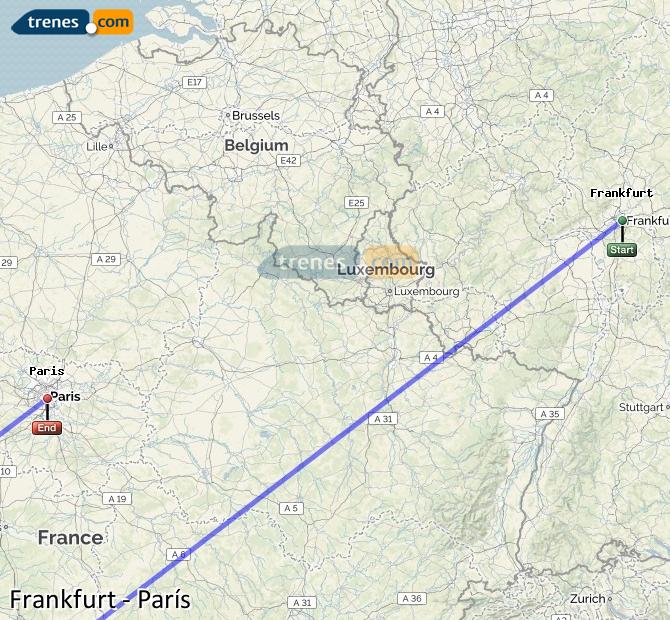 Karte vergrößern Züge Frankfurt Paris