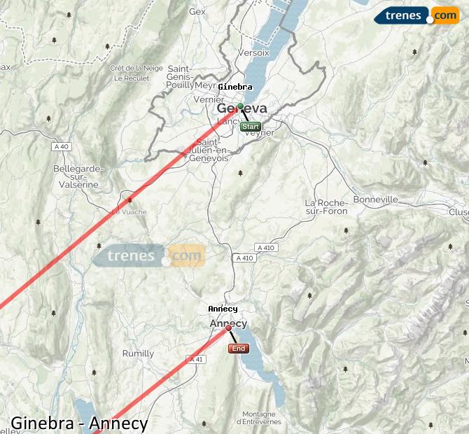 Ingrandisci la mappa Treni Ginevra Annecy