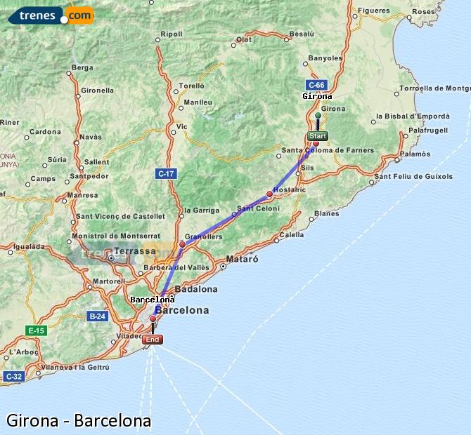 Train Girona (Gerona) to Barcelona