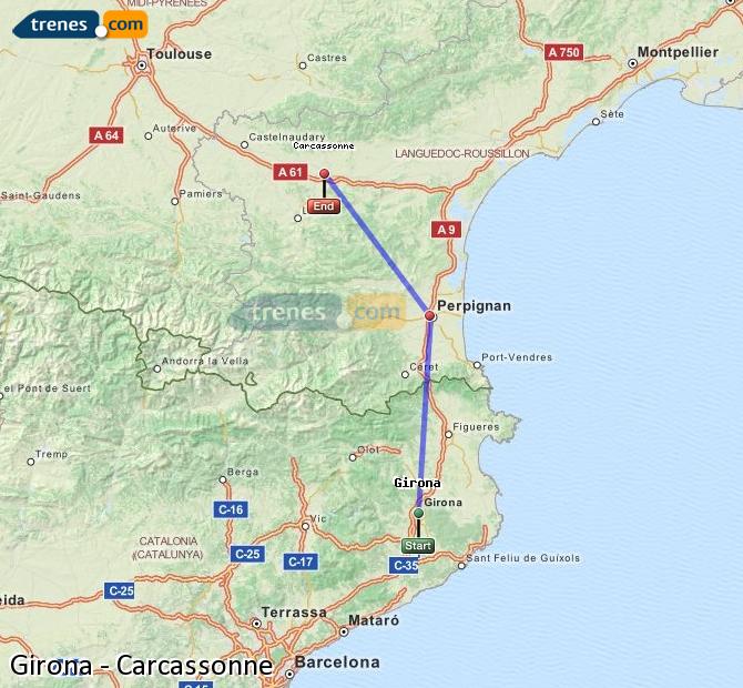 Tren Girona (Gerona) Carcassonne (Carcasona)