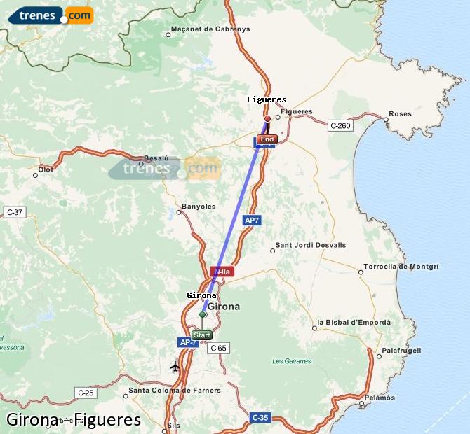Train Girona (Gerona) to Figueres Vilafant (Figueras)