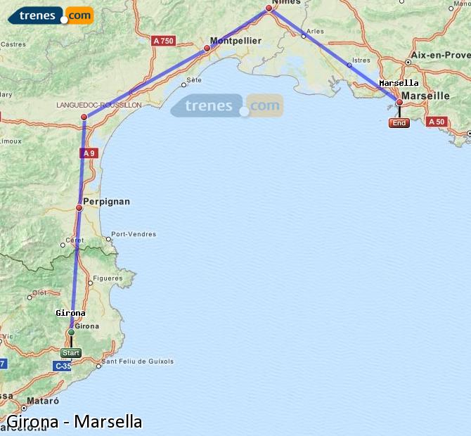 Tren Girona (Gerona) Marseille St-Charles (Marsella)