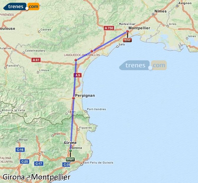 Train Girona (Gerona) to Montpellier St-Roch