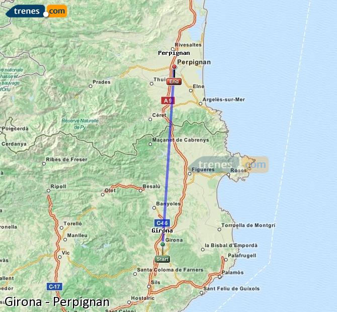 Train Girona (Gerona) to Perpignan