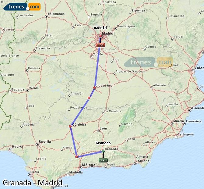 Ampliar mapa Trenes Granada Madrid