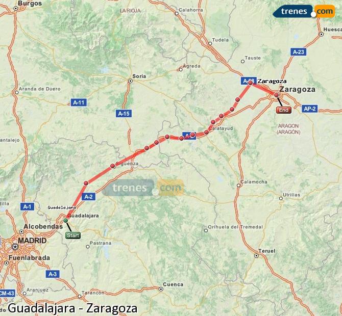 Ampliar mapa Trenes Guadalajara Zaragoza