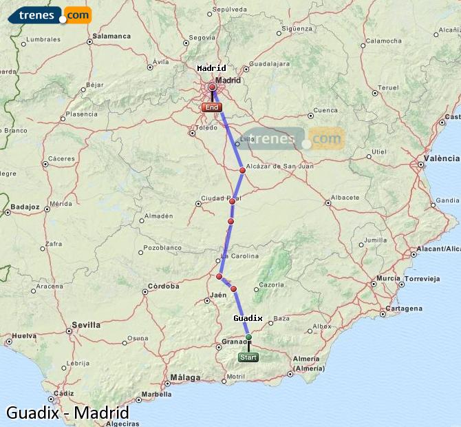Ampliar mapa Trenes Guadix Madrid