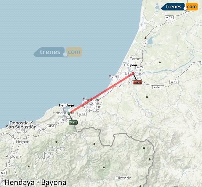 Train Hendaye (Hendaya) to Bayonne (Baiona)