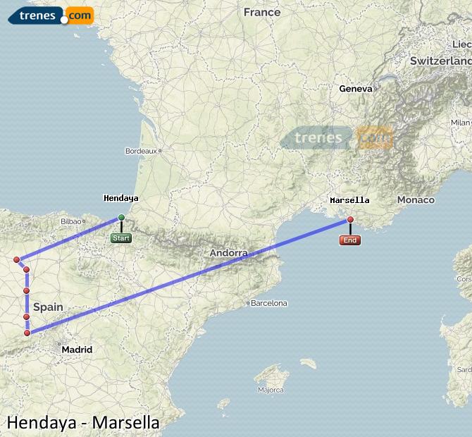 Tren Hendaye (Hendaya) Marseille St-Charles (Marsella)