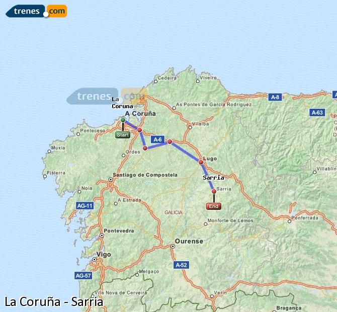 Ampliar mapa Trenes La Coruña Sarria