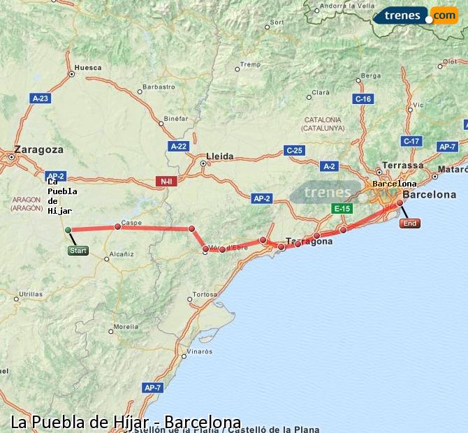 Tren La Puebla de Hijar Barcelona