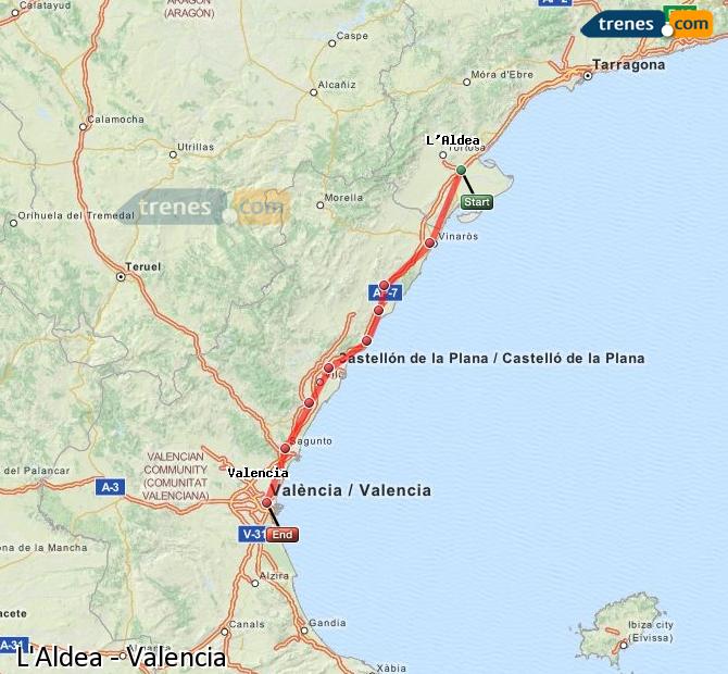 Tren L'Aldea-Amposta-Tortosa Valencia