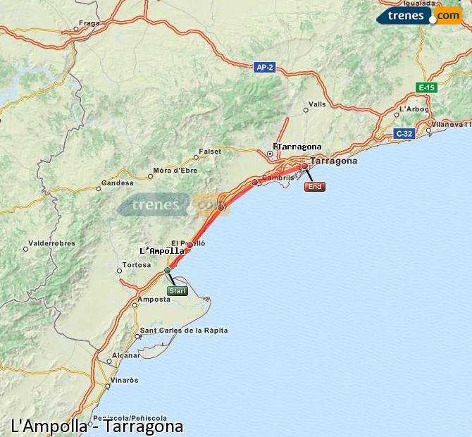 Cheap L'Ampolla to Tarragona trains, tickets from 2,95 €
