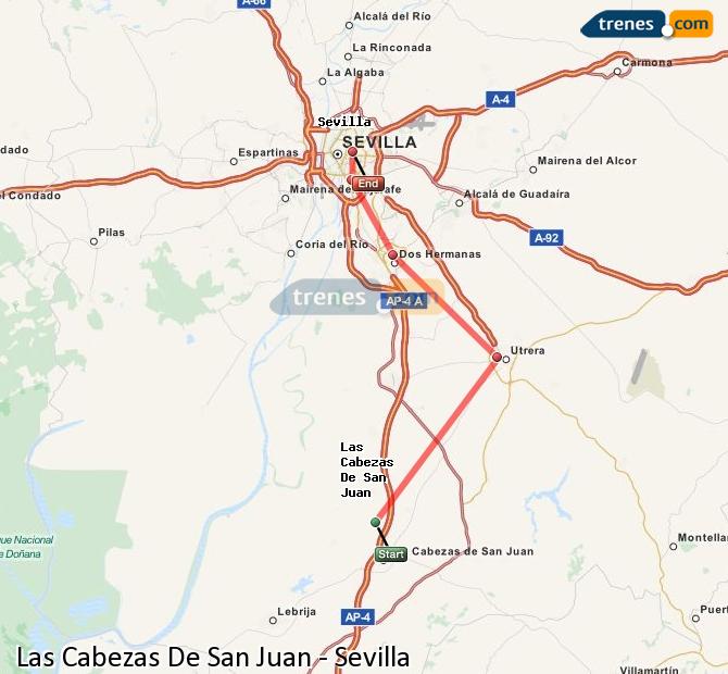 Ampliar mapa Trenes Las Cabezas De San Juan Sevilla