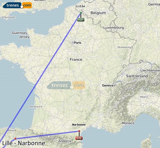 Train Lille (Lila) Narbonne (Narbona)