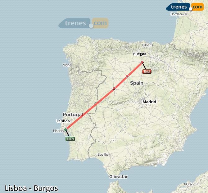 Ampliar mapa Trenes Lisboa Burgos