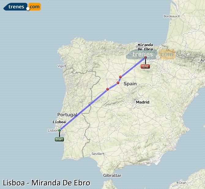 Ampliar mapa Trenes Lisboa Miranda De Ebro