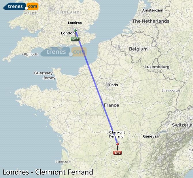Train London (Londres) to Clermont-Ferrand