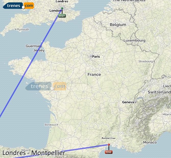 Train London (Londres) to Montpellier St-Roch