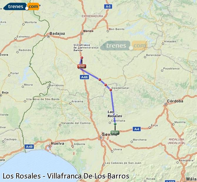 Trenes Los Rosales Villafranca De Los Barros baratos, billetes desde 18