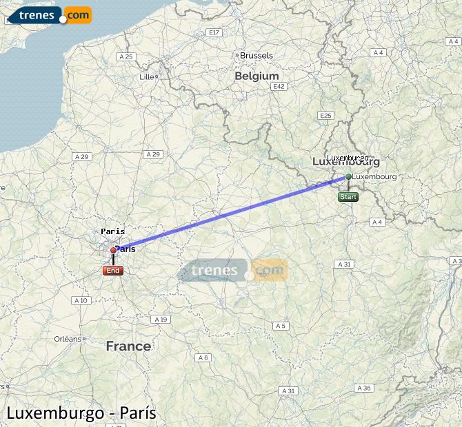 Ingrandisci la mappa Treni Lussemburgo Parigi