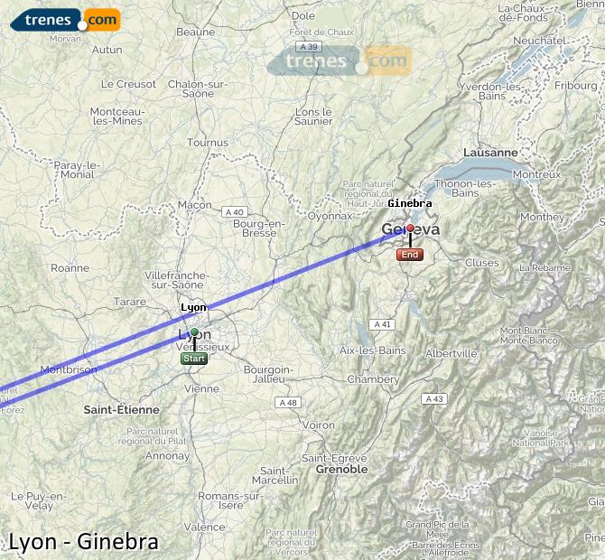 Ingrandisci la mappa Treni Lione Ginevra