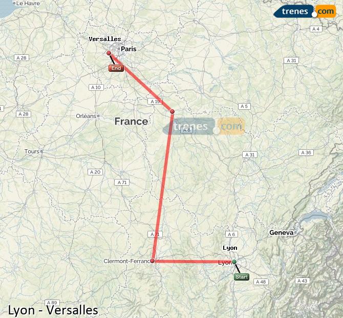 Agrandir la carte Trains Lyon Versailles