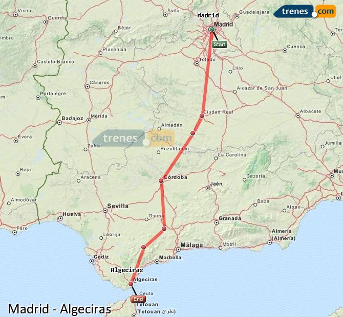 Ampliar mapa Trenes Madrid Algeciras