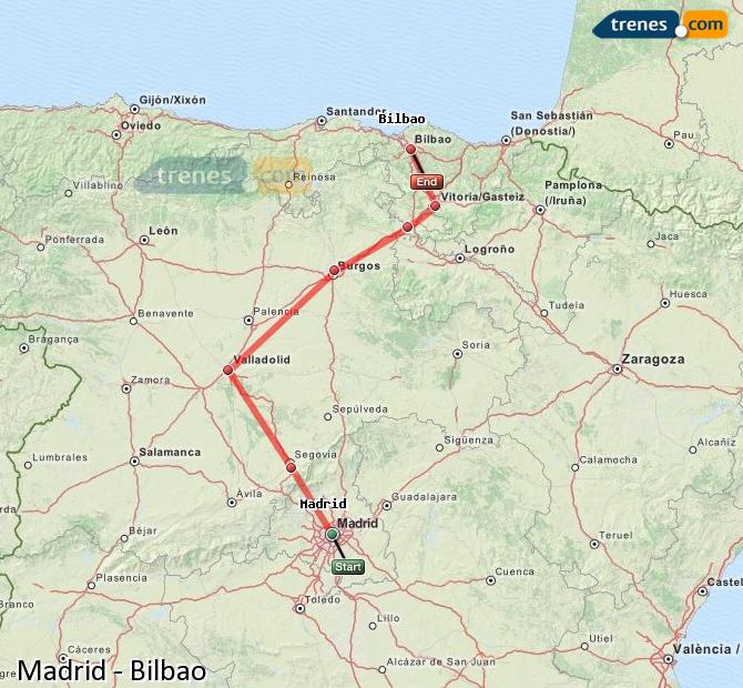 Ampliar mapa Comboios Madrid Bilbao