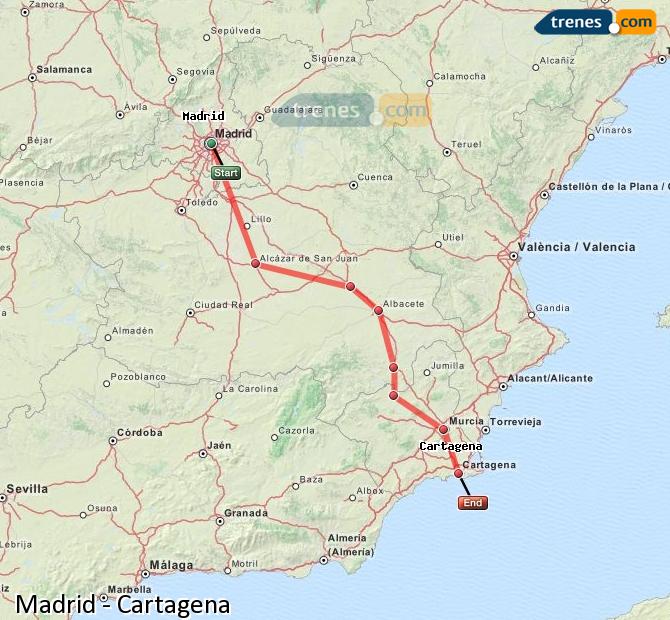 Ampliar mapa Trenes Madrid Cartagena